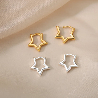 Luxury Star Hoop Earrings for Women - Stainless Steel Minimalist Design, Y2K Jewelry Collection 2025